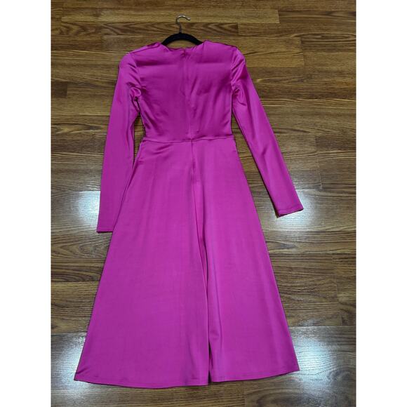Et Ochs Keasha Magenta Stretch Ruched Jersey Midi Dress Women’s Size 6 - Picture 11 of 13
